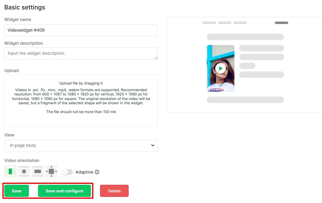 Add a video widget in the content of the site | Video widget QForm